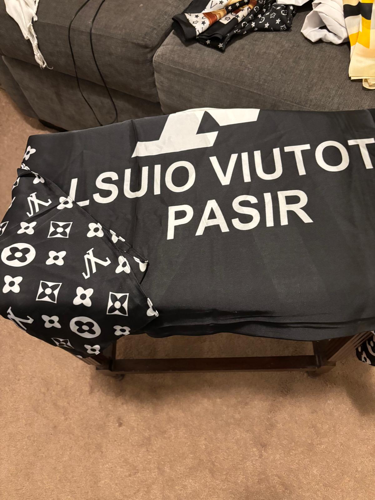 Black Silk Branded Ladies Scarf