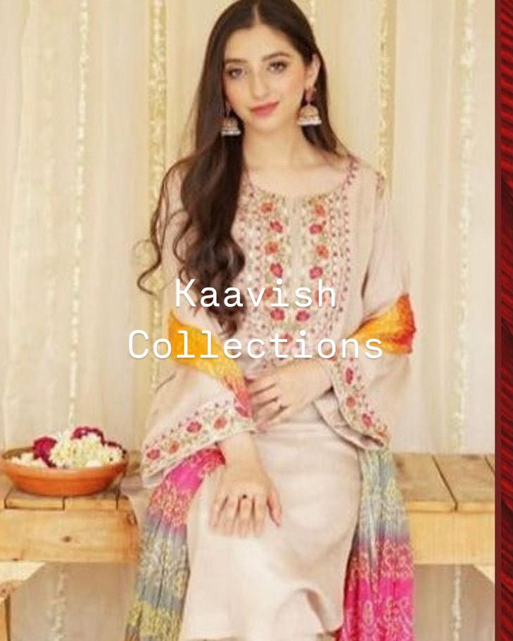 Off White Lawn Suit with Pink Embroidery on Shirt with Colourful Dupatta