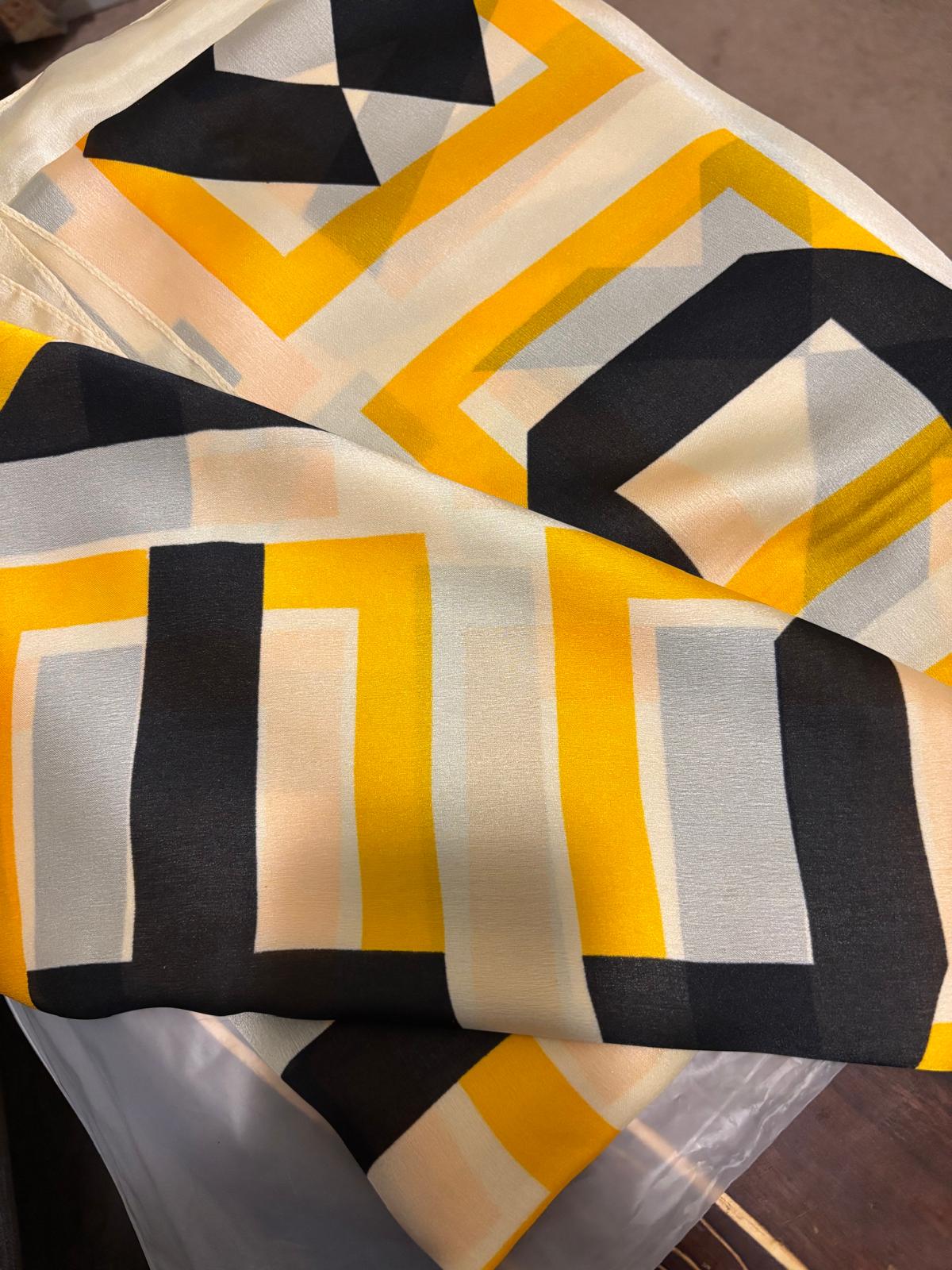 Orange and Black Silk Branded Ladies Scarf