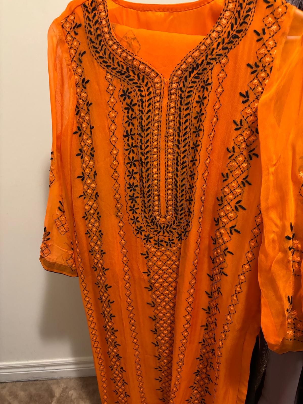 Orange Colour Chiffon Suit 3pc