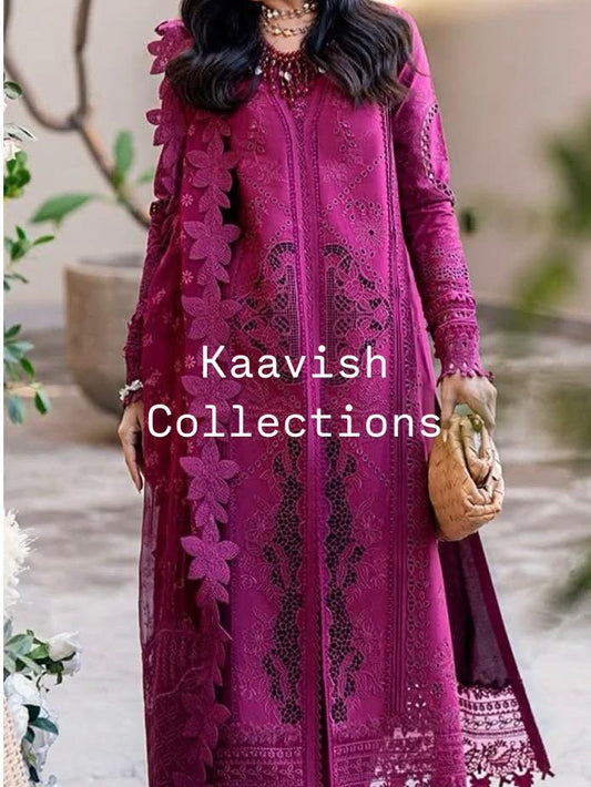 Magenta Chickenkari Lawn Suit