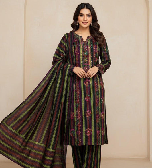Black Sussi Suit with Hand Embroidery and Mirror Work 3pc