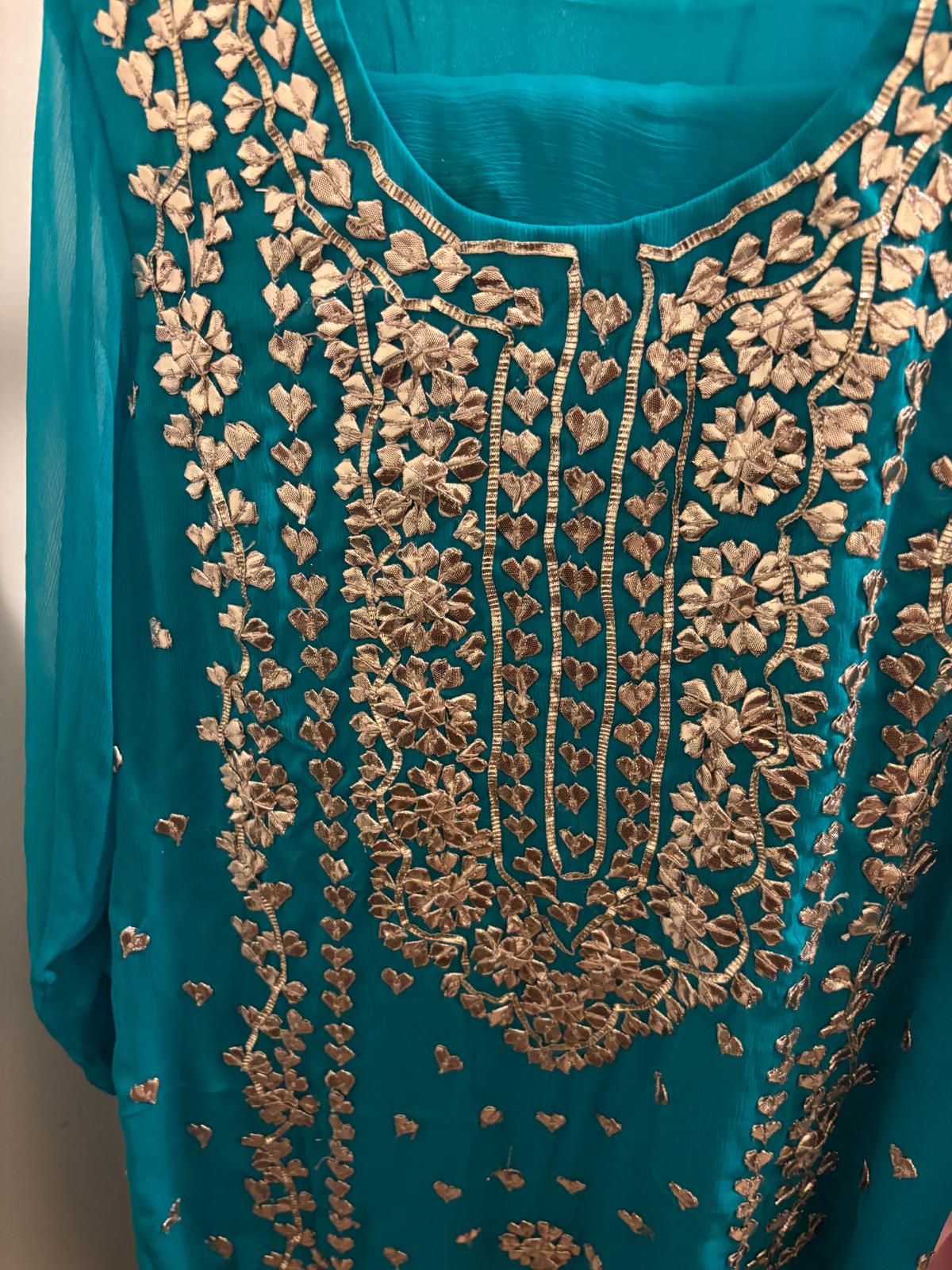 Chiffon Suit with Gota Embroidery Work